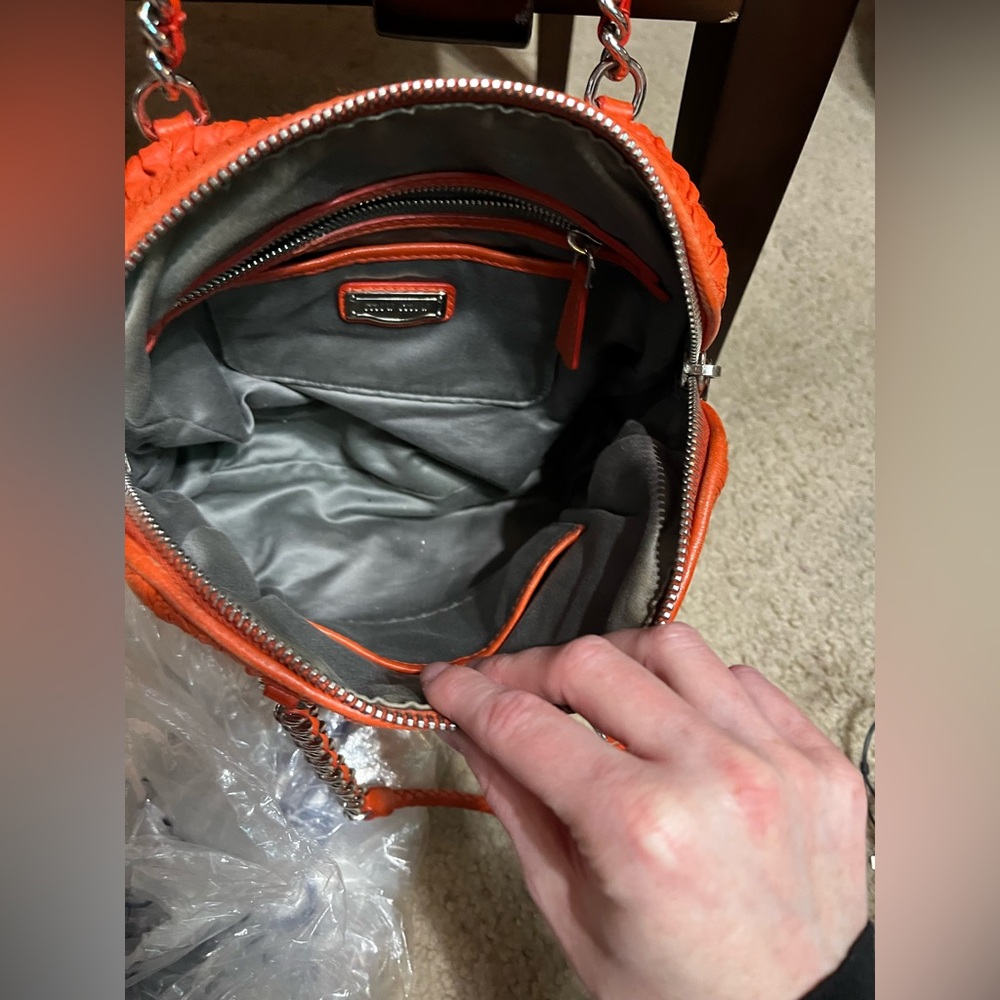 Miu Miu Orange and Silver Textured Shoulder Bag - Picture 13 of 16